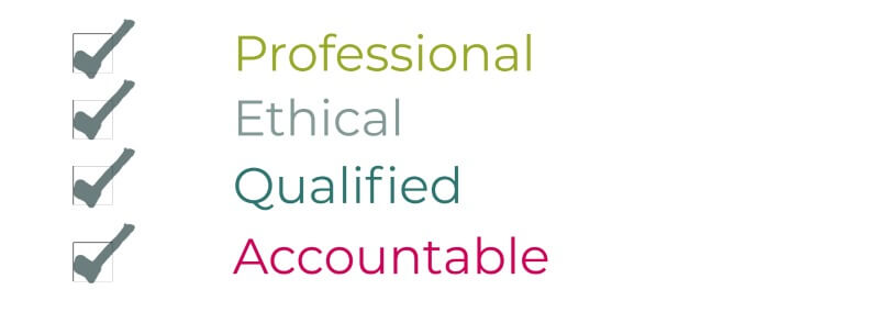 professional, ethical, qualified, accountable